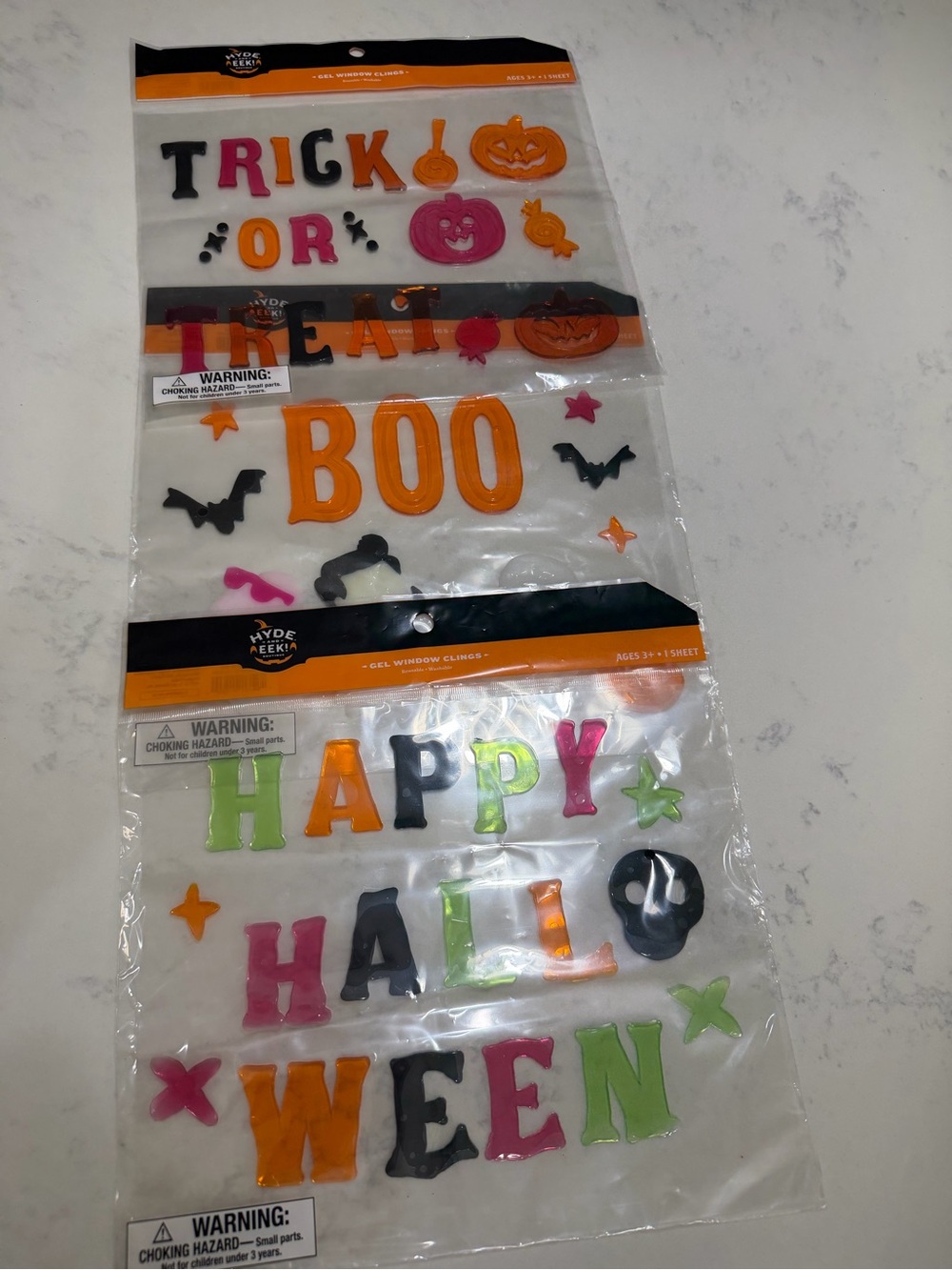 Halloween "Happy Halloween" Window Clings - Multicolor - bundle of three packs
